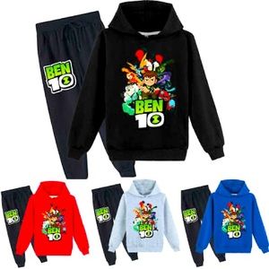 2pcs Kid's Ben 10 Omnitrix Printed Hoodie pant set pullover coat Sweatshirt